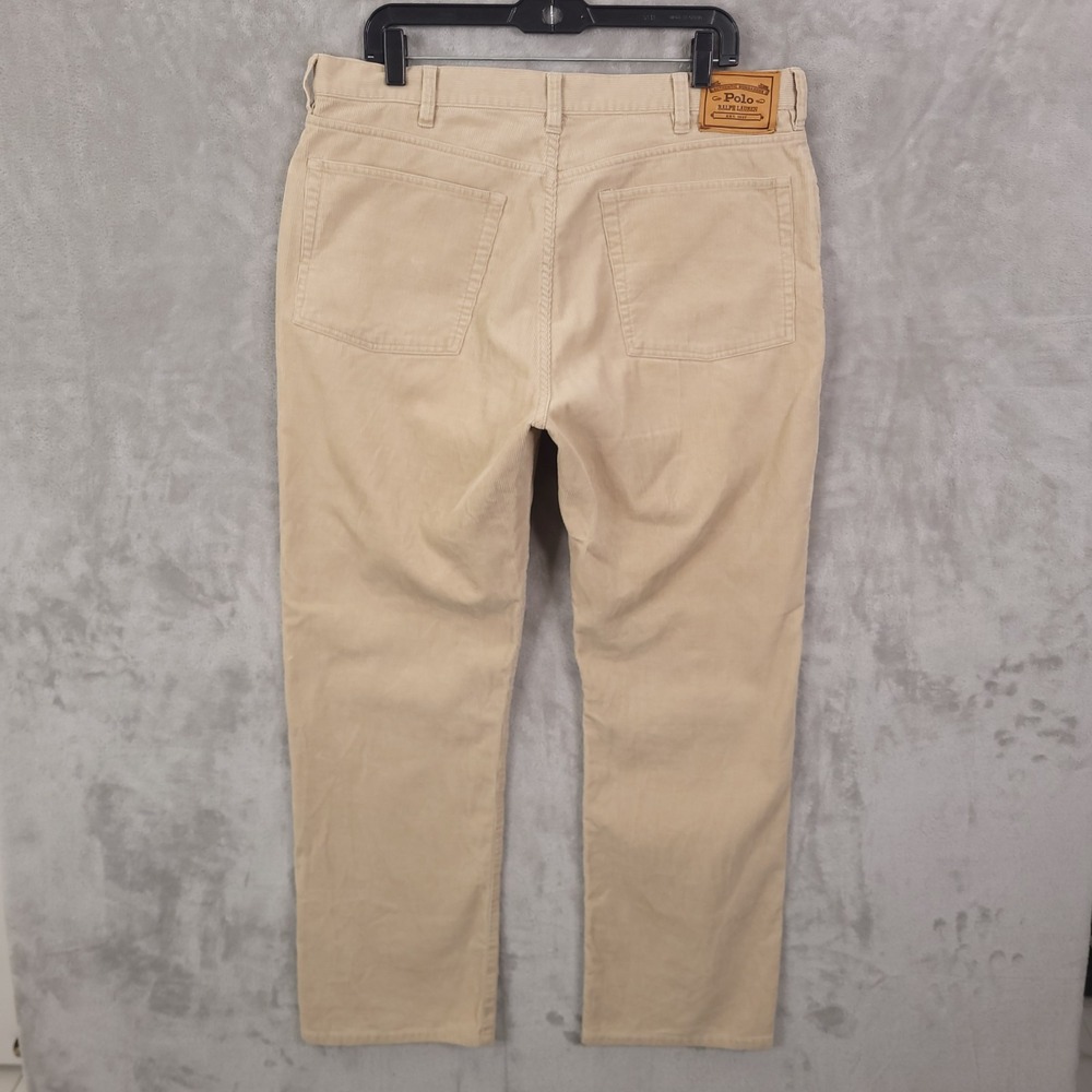Ralph Lauren Pants Mens 36x30 Beige Corduroy 5 Pocket Commuter Stretch Casual